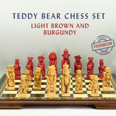 Teddy Bear - Burgundy & Ivory Chess Set